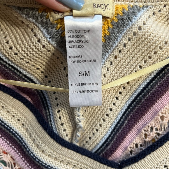 DEMOCRACY SMALL MEDIUM BOHO PONCHO STRIPED - Picture 5 of 8